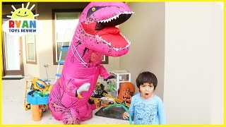 GIANT LIFE SIZE PINK DINOSAUR Family Fun kids pretend play [upl. by Popelka]