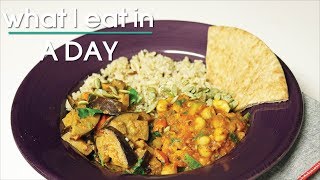 Vegan What I eat in a Day  chickpea  eggplant curry  EP1 [upl. by Ploch952]