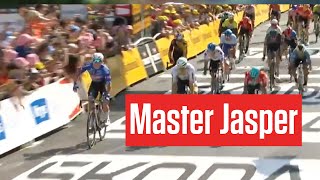 Mathieu van der Poel LEADS Jasper Philipsen To Stage 3 Win At Tour de France 2023 [upl. by Eussoj]