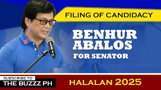 FILING OF CANDIDACY FOR HALALAN 2025  BENHUR ABALOS [upl. by Ilil]