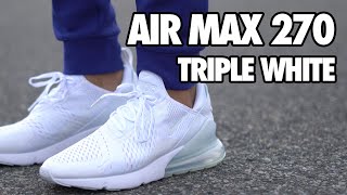 Air Max 270 Triple White Review  On Feet [upl. by Akvir]