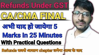 Refunds Under GST Revision Video  CACMA Final NOV 24  By CA Final Bro [upl. by Godber461]