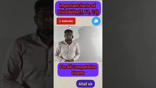 Important facts of divisibility of 7 11 13 Altaf sir sscrailwaycsat bank FundamentalMaths [upl. by Nhguaval]