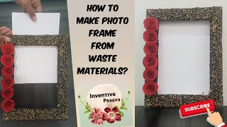 How to make photoframe from waste materials  cardboard and rice craft idea 💡 easycraft [upl. by Aisatal365]