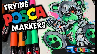 TRYING POSCA PAINT MARKERS for the FIRST TIME [upl. by Merv473]