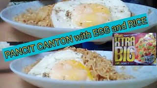 Payless Xtra Big PANCIT CANTON with EGG and RICE MUKBANGEXTRA HOTMarqus and Family vog [upl. by Neall]