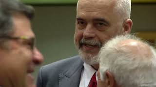 Edi Rama raises EU flag to mark official launch of EU Albania membership talks [upl. by Llerraj]