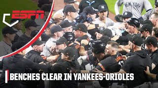 BENCHES CLEAR in Yankees vs Orioles after pitch to the head  ESPN MLB [upl. by Seugirdor]