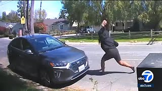 More reports emerge of woman smashing windshields in Los Angeles with brick [upl. by Adiehsar265]