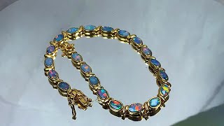 18kt Yellow Gold Opal doublet tennis bracelet style [upl. by Freda]