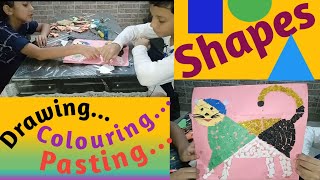 Shapes with Drawing Colouring Pasting I आकृतियाँ  खेलखेल् में [upl. by Hagai]