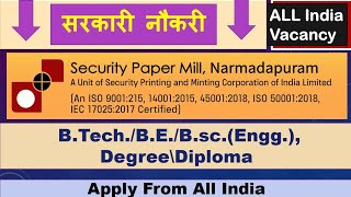 Security Paper Mill Recruitment 2024  BE  BTech Electrical Job  Chemical Job industrial safety [upl. by Yrot373]