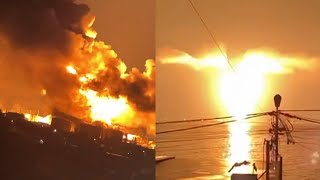 The actual quotnorthern lightsquot another tanker exploded at an oil depot in occupied Feodosia [upl. by Fidellas]