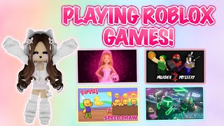 PLAYING GAMES ON ROBLOX LIVE [upl. by Aliuqa510]