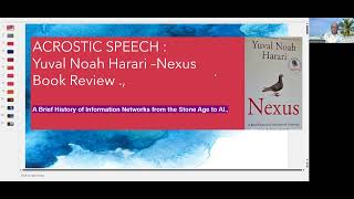 Yuval Noah Harari  Nexus Book Review in ACROSTIC SPEECH [upl. by Aronel791]