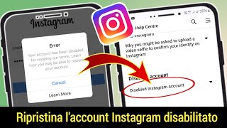 Come recuperare laccount Instagram DISABILITATO  Nuovo Metodo 2024 [upl. by Coltun422]