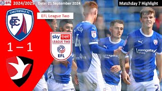 Chesterfield 11 Cheltenham Town Matchday 7 202425 EFL League Two Highlight [upl. by Seften]