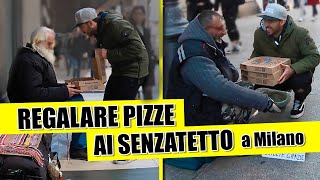 REGALARE PIZZE ai SENZATETTO a MILANO a NATALE  Esperimento Sociale [upl. by Adnohsal]