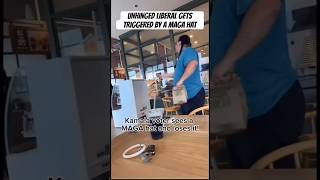 UNHINGED LIBERAL GETS TRIGGERED BY MAGA HAT IN COFFEE SHOP GETS KICKED OUT shorts maga funny [upl. by Cowden]