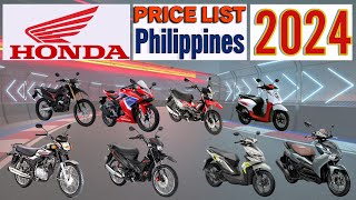 Honda Motorcycles Price List in Philippines 2024 [upl. by Ahsimat41]