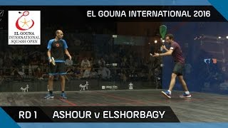 Squash Ashour v Mar Elshorbagy  El Gouna International 2016 RD 1 Highlights [upl. by Zetta613]