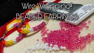 Wire Wrapping Beaded Earrings 💕 [upl. by Ajak489]