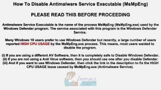 FIX Disable Antimalware Service Executable High CPU Usage [upl. by Hurff775]