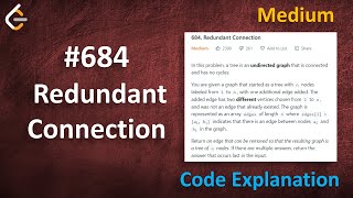 Redundant Connection  Live Coding with Explanation  Leetcode  684 [upl. by Ameg]