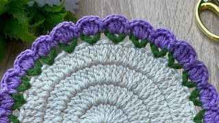 Crochet a Beautiful Doily with Flower Border – Easy Tutorial [upl. by Anbul]