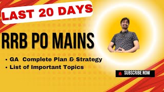 Last 20 Days Plan and Strategy of GA for RRB PO Mains 2024 I Important Month amp Topic by Aditya Sir [upl. by Washington511]