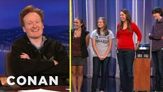 Scraps Conan Grills The Ithaca College Interns  CONAN on TBS [upl. by Huberman]