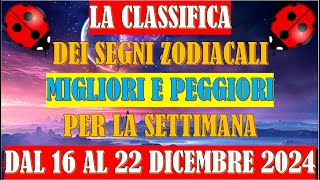 La Classifica dei Segni Zodiacali Migliori e Peggiori per la Settimana dal 16 al 22 Dicembre 2024 [upl. by Ketty708]