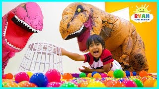 Giant Hungry Hungry Hippo Challenge In Real Life with Dinosaur [upl. by Agamemnon231]