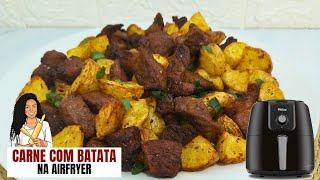 CARNE COM BATATA NA AIRFRYERRECEITA PRÁTICA E DELICIOSA [upl. by Htrahddis]