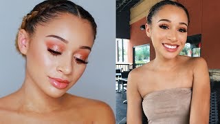 Orange Glitter Summer Makeup Tutorial [upl. by Eidnil683]