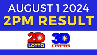 2pm Lotto Result Today August 1 2024  PCSO Swertres Ez2 [upl. by Silecara]