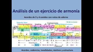 Análisis de un ejercicio de armonía con notas de adorno [upl. by Areta348]