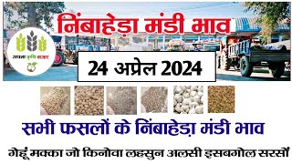 आज 24 अप्रेल 2024 के सभी फसलों के निंबाहेड़ा मंडी भावNimbahera mandi bhav today 24 April 2024 [upl. by Nitsirhc145]