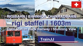 Rigi Bahn  Bahnhof Rigi Staffel  1603m  5259ft  Zahnradbahn  Rackwheel Railway  Switzerland [upl. by Milburr177]