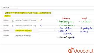 Bacteria differ from other filamentous fungal groups in one of the following feature [upl. by Notneb]