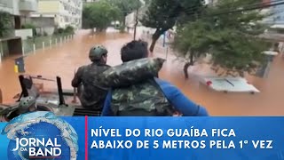 Nível do Rio Guaíba fica abaixo de 5 metros pela 1ª vez desde o último sábado  Jornal da Band [upl. by Elenore]