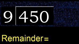 Divide 450 by 9  remainder  Division with 1 Digit Divisors  How to do [upl. by Drusi]