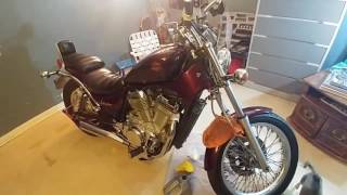 Radiator fluid change on Vintage Suzuki Intruder vs 750 1985 [upl. by Granlund980]