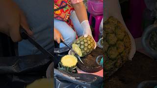 Thai Girl Selling Fresh Pineapple  Fruit Cutting Skills [upl. by Reinertson]