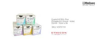 Coated VICRYL Plus Polyglactin Suture Violet 22mm 70cm x 36 VCP311H [upl. by Sum872]