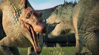 SPINOSAURUS VS CARCHARODONTOSAURUS Battle for the Crown  Jurassic World Evolution 2 [upl. by Saiff]