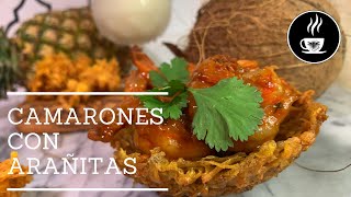 Camarones en salsa  arañitas de plátano [upl. by Amarillis]