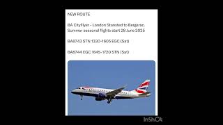 BA CityFlyer  London Stansted to Bergerac Summer seasonal flights start 28 June 2025 [upl. by Corissa]