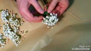 Comment faire une boutonnière simple mariage avec gypsophile et rafia [upl. by Sapphire513]