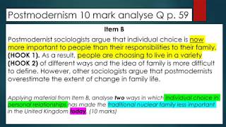 Sociology Postmodernism 10 mark question breakdown [upl. by Aronid]